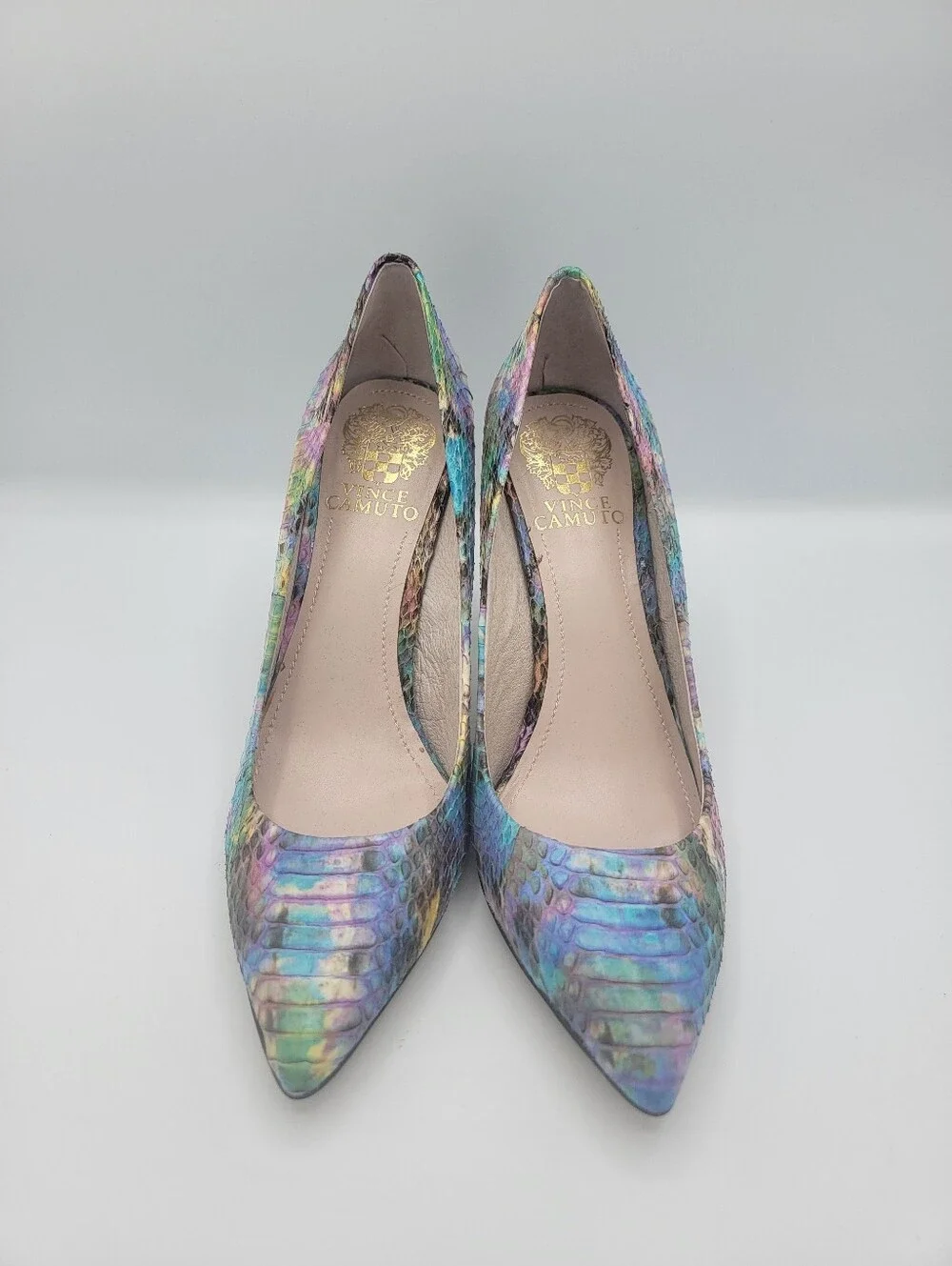 Vince Camuto Multicolor Snake-Print Pointed Toe Pumps